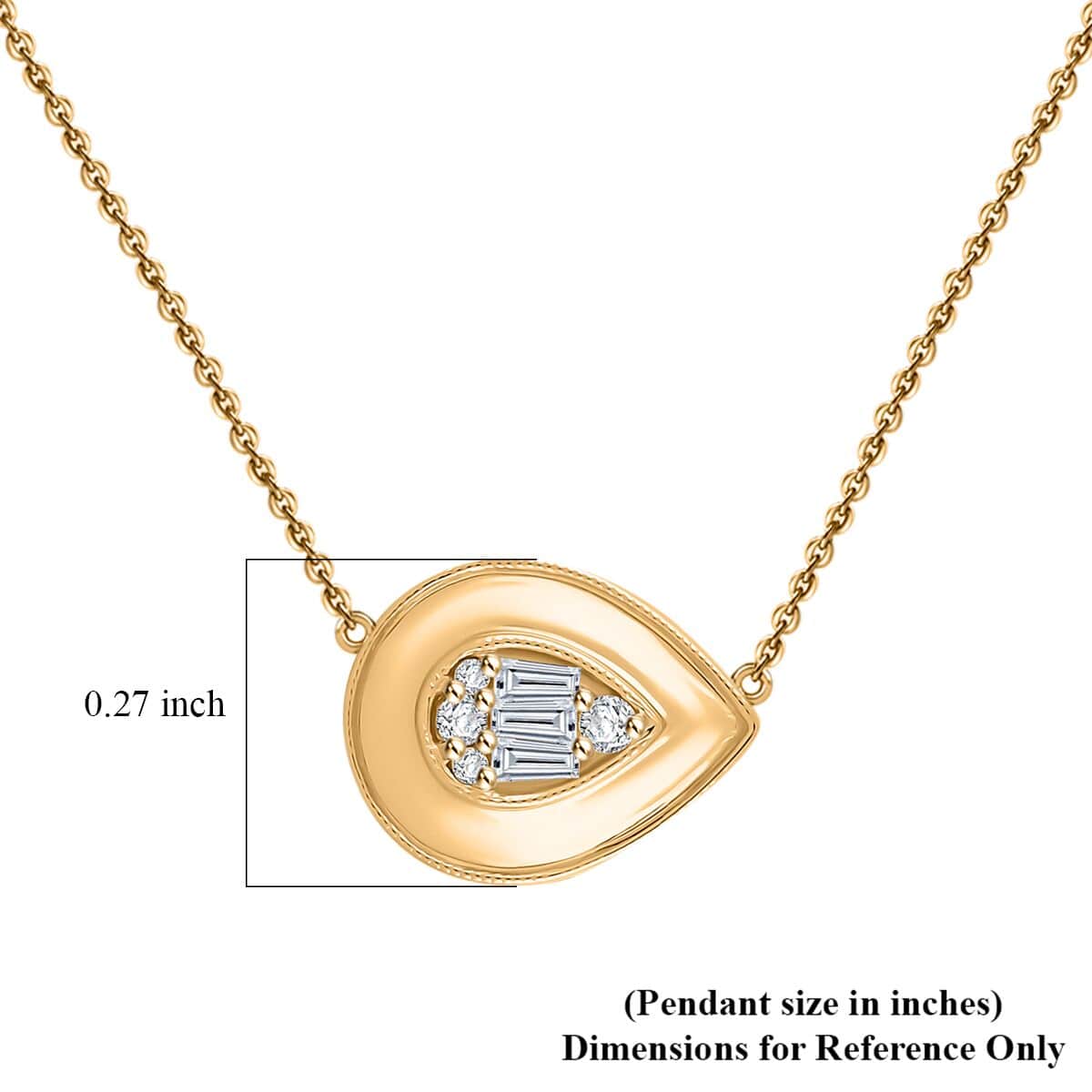 Clarte Gatsby Collection Moissanite 0.20 ctw Pear Necklace in Vermeil Yellow Gold Over Sterling Silver 18 Inches image number 5