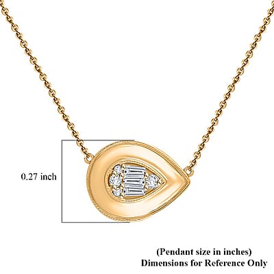 Clarte Gatsby Collection Moissanite 0.20 ctw Pear Necklace in Vermeil Yellow Gold Over Sterling Silver 18 Inches