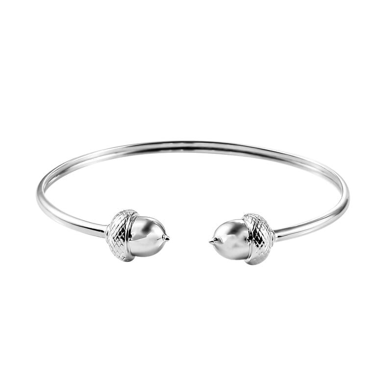 Cuff Bangle Bracelet in Rhodium Over Sterling Silver (7.0 In) 10.15 Grams