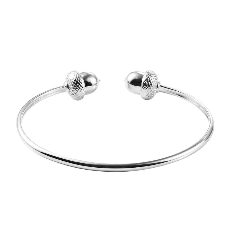 Cuff Bangle Bracelet in Rhodium Over Sterling Silver (7.0 In) 10.15 Grams