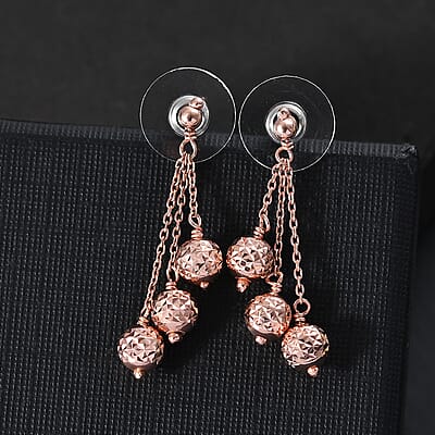 D'Joy 18K Vermeil RG Over Sterling Silver Fancy Earrings 2.10 Grams