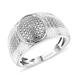 Karis White Diamond Accent Pave Dome Ring in Platinum Bond (Size 8.0)