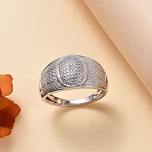 Karis White Diamond Accent Pave Dome Ring in Platinum Bond (Size 8.0)