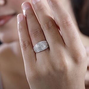 Karis White Diamond Accent Pave Dome Ring in Platinum Bond (Size 8.0)