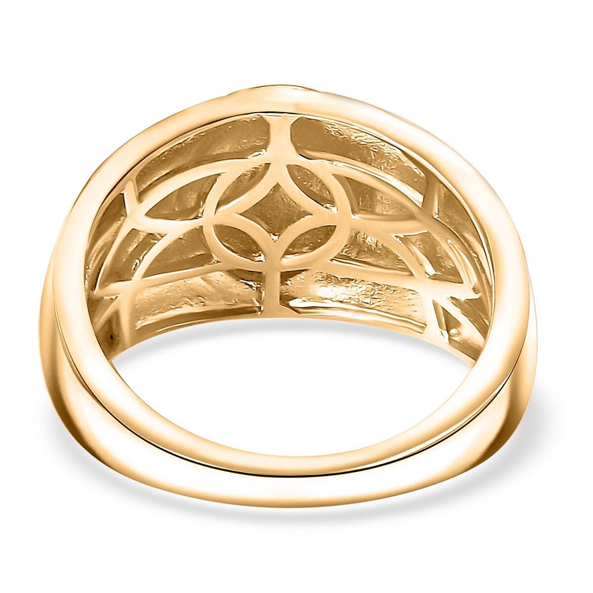 Karis Yellow Diamond Accent Pave Dome Ring in Platinum Bond and 18K Yellow Gold Plated (Size 9.0)