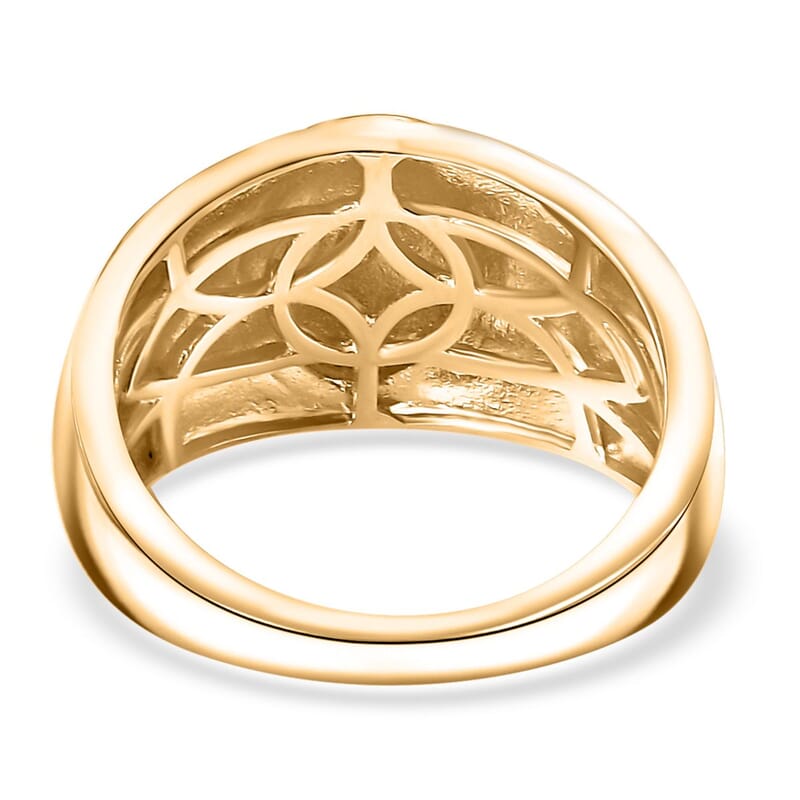 Karis Yellow Diamond Accent Pave Dome Ring in Platinum Bond and 18K Yellow Gold Plated (Size 9.0)