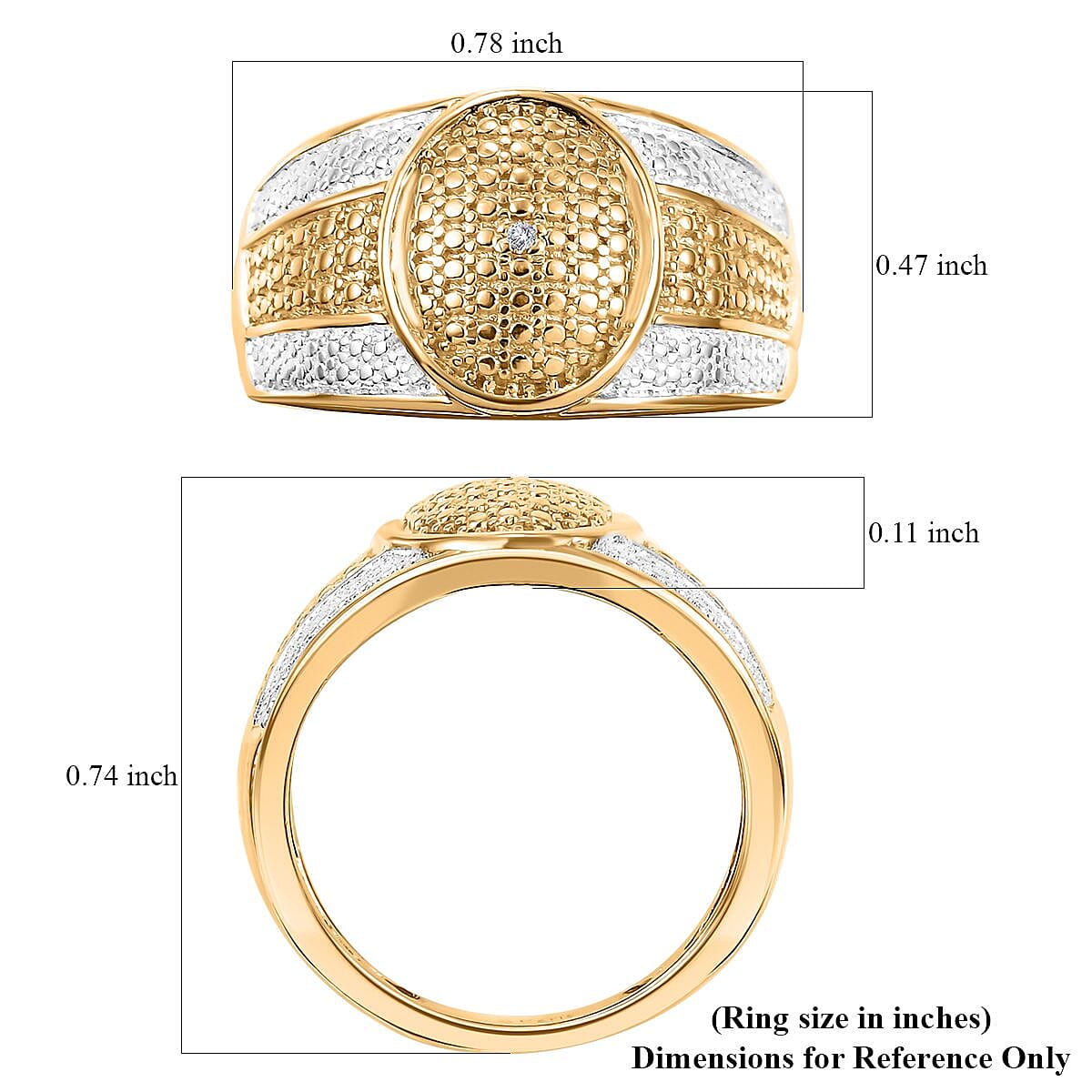 Karis Yellow Diamond Accent Pave Dome Ring in Platinum Bond and 18K Yellow Gold Plated (Size 9.0)