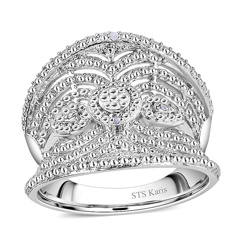 Karis White Diamond Accent Filigree Ring in Platinum Bond (Size 10.0)