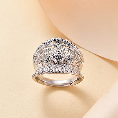 Karis White Diamond Accent Filigree Ring in Platinum Bond (Size 10.0)