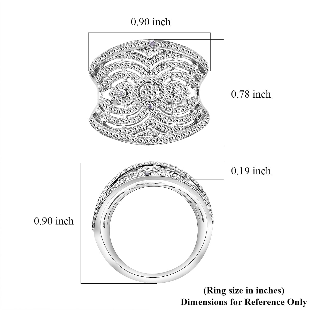Karis White Diamond Accent Filigree Ring in Platinum Bond (Size 10.0)