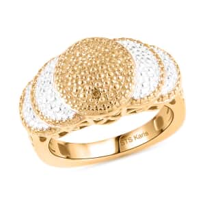 Karis Yellow Diamond Accent Scalloped Ring in Platinum Bond and 18K Yellow Gold Plated (Size 10.0)