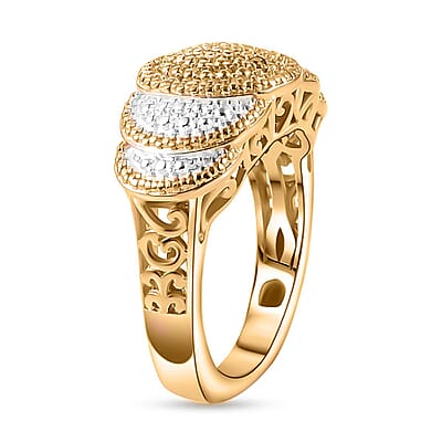 Karis Yellow Diamond Accent Scalloped Ring in Platinum Bond and 18K Yellow Gold Plated (Size 10.0)