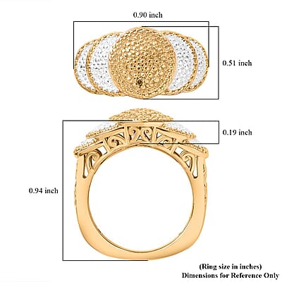 Karis Yellow Diamond Accent Scalloped Ring in Platinum Bond and 18K Yellow Gold Plated (Size 10.0)