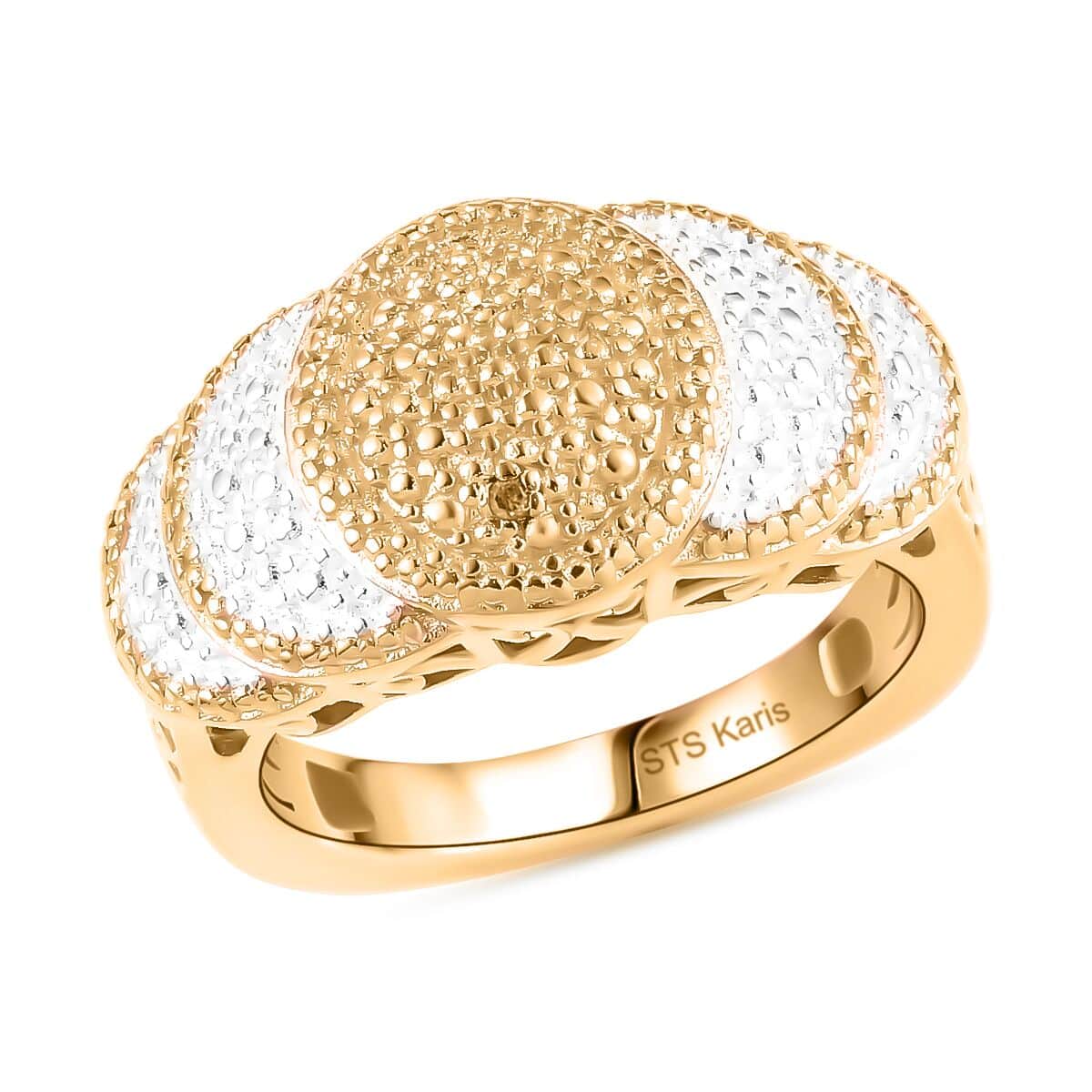 Karis Yellow Diamond Accent Scalloped Ring in Platinum Bond and 18K Yellow Gold Plated (Size 6.0) image number 0