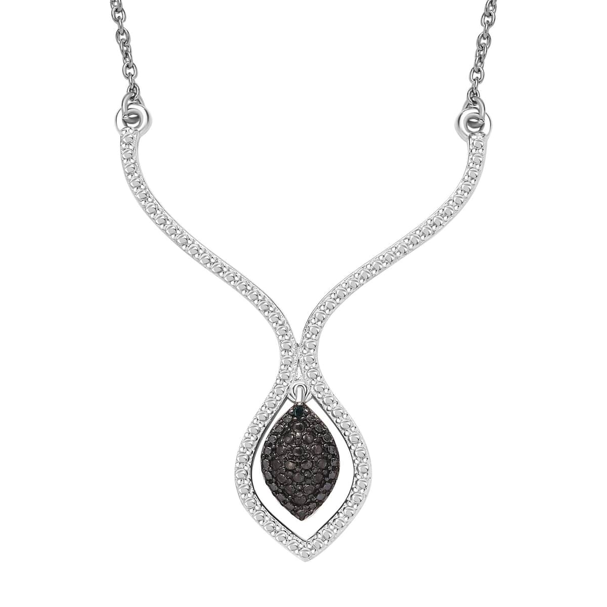 Karis Blue Diamond Accent Necklace in Platinum Bond and Stainless Steel 18 Inches image number 0