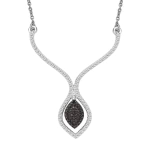 Karis Blue Diamond Accent Necklace in Platinum Bond and Stainless Steel 18 Inches