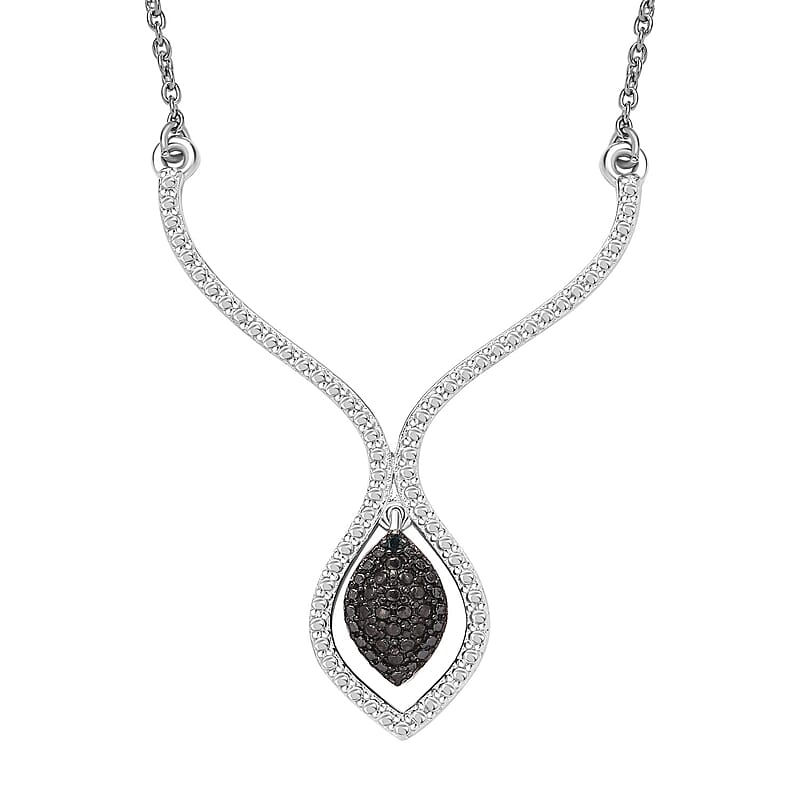 Karis Blue Diamond Accent Necklace in Platinum Bond and Stainless Steel 18 Inches