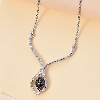 Karis Blue Diamond Accent Necklace in Platinum Bond and Stainless Steel 18 Inches