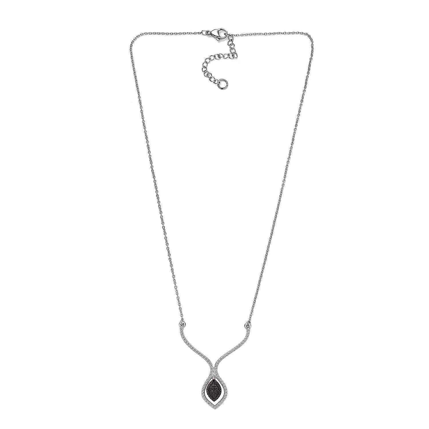 Karis Blue Diamond Accent Necklace in Platinum Bond and Stainless Steel 18 Inches