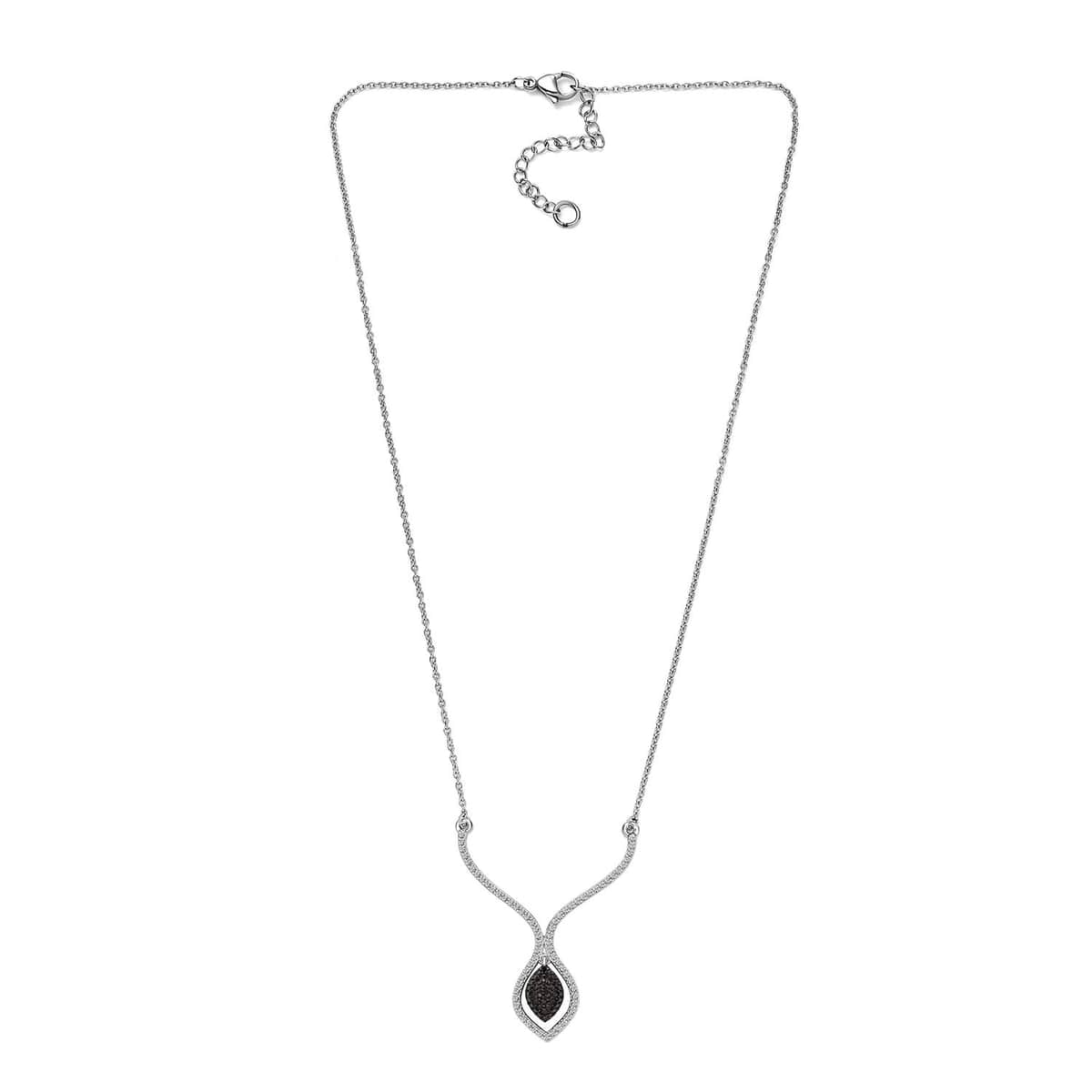 Karis Blue Diamond Accent Necklace in Platinum Bond and Stainless Steel 18 Inches image number 3