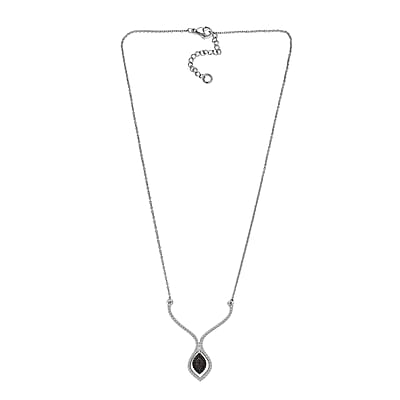 Karis Blue Diamond Accent Necklace in Platinum Bond and Stainless Steel 18 Inches