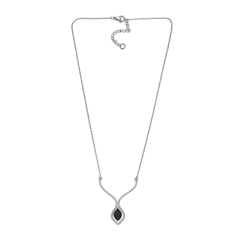 Karis Blue Diamond Accent Necklace in Platinum Bond and Stainless Steel 18 Inches