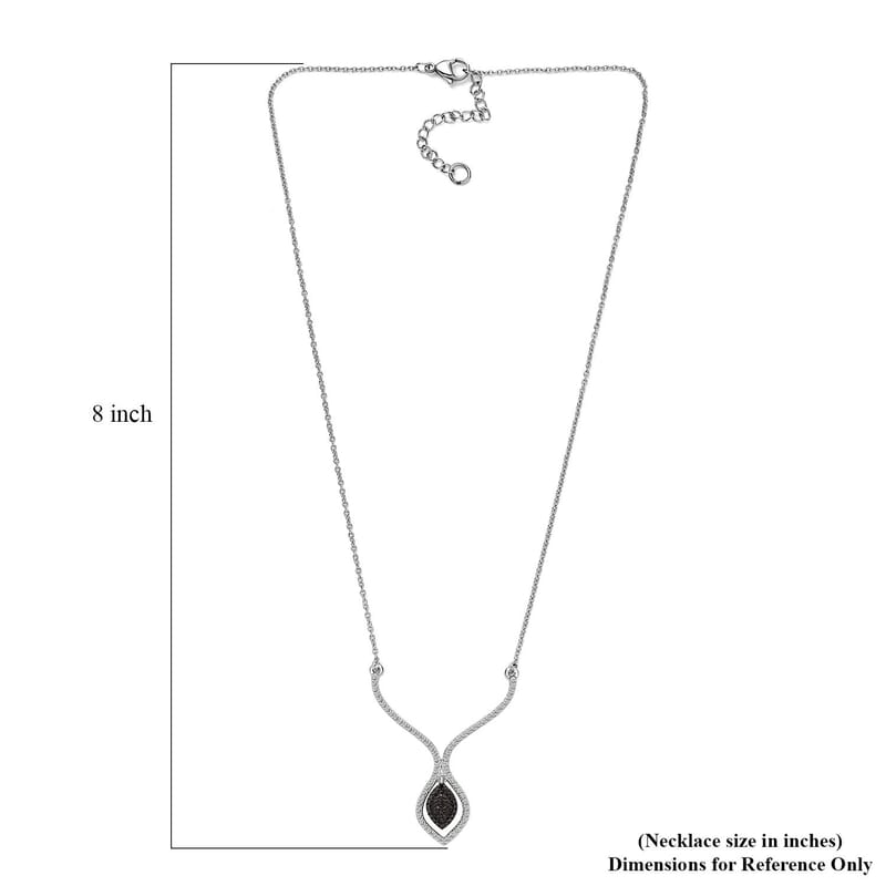 Karis Blue Diamond Accent Necklace in Platinum Bond and Stainless Steel 18 Inches