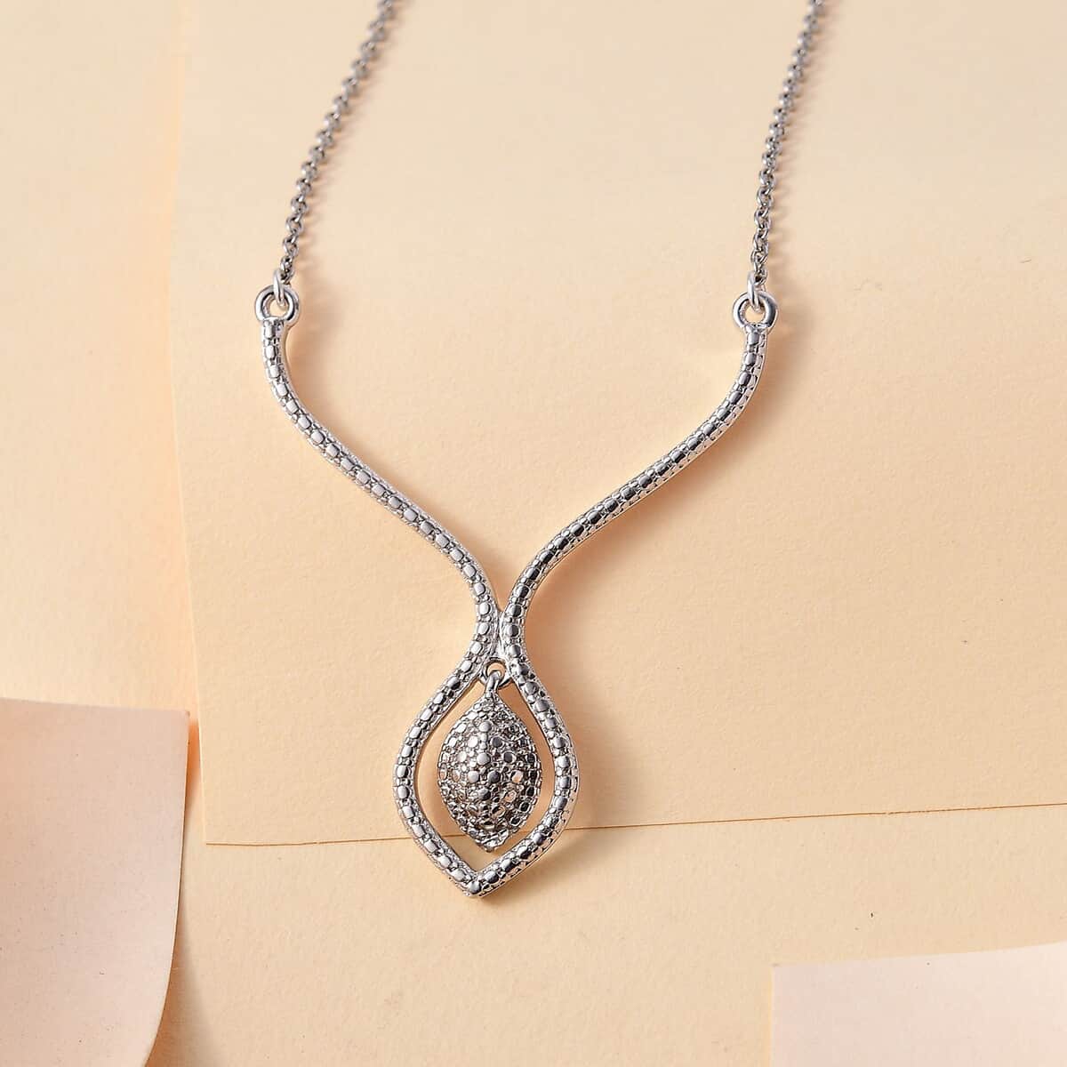 Karis Natural Champagne Diamond Accent Necklace in Platinum Bond and Stainless Steel 18 Inches image number 1