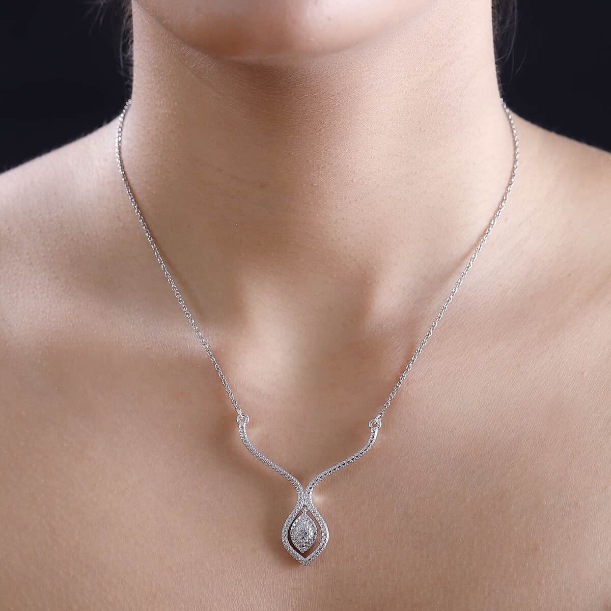 Karis Natural Champagne Diamond Accent Necklace in Platinum Bond and Stainless Steel 18 Inches image number 2