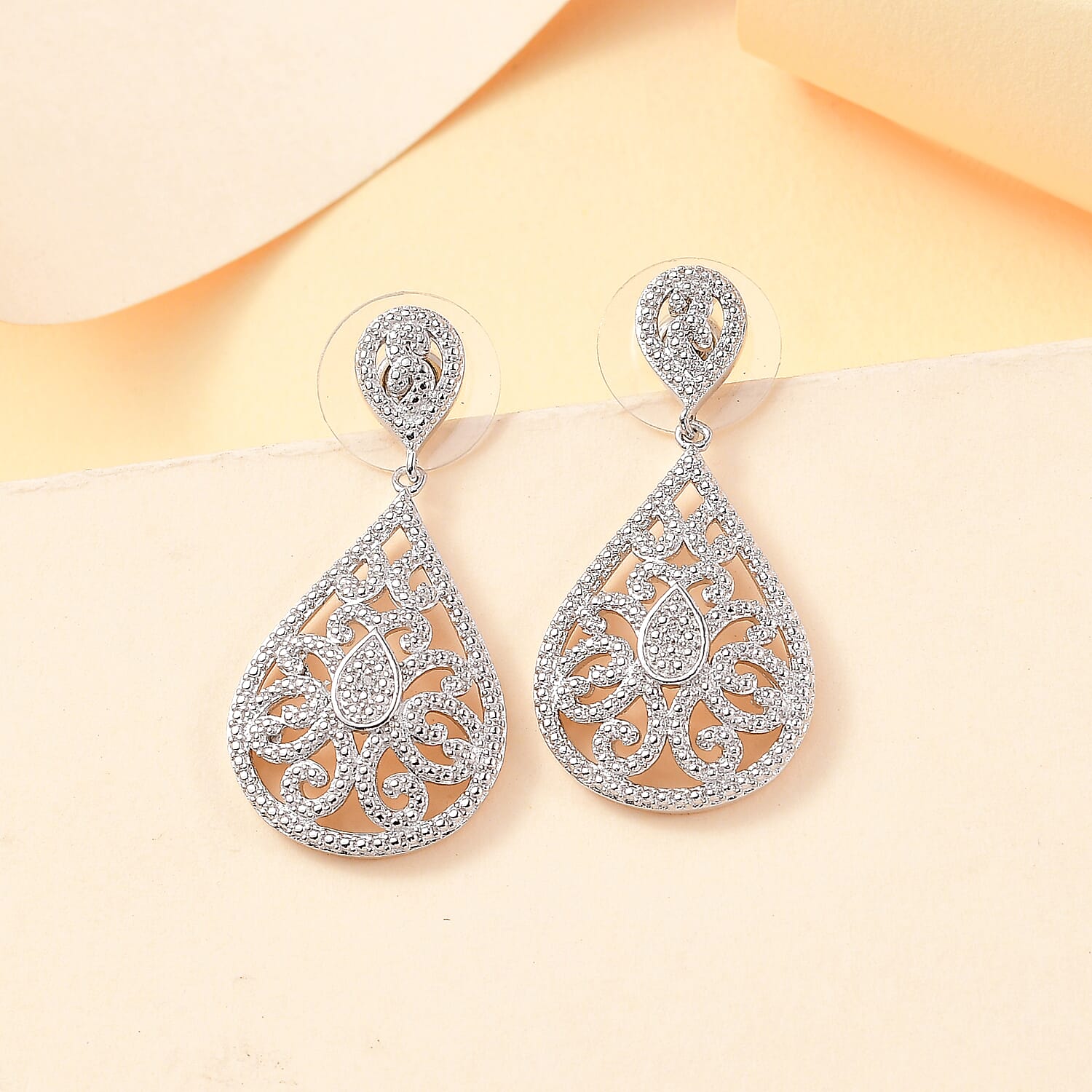 Karis Diamond Accent Earrings in Platinum Bond