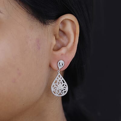 Karis Diamond Accent Earrings in Platinum Bond