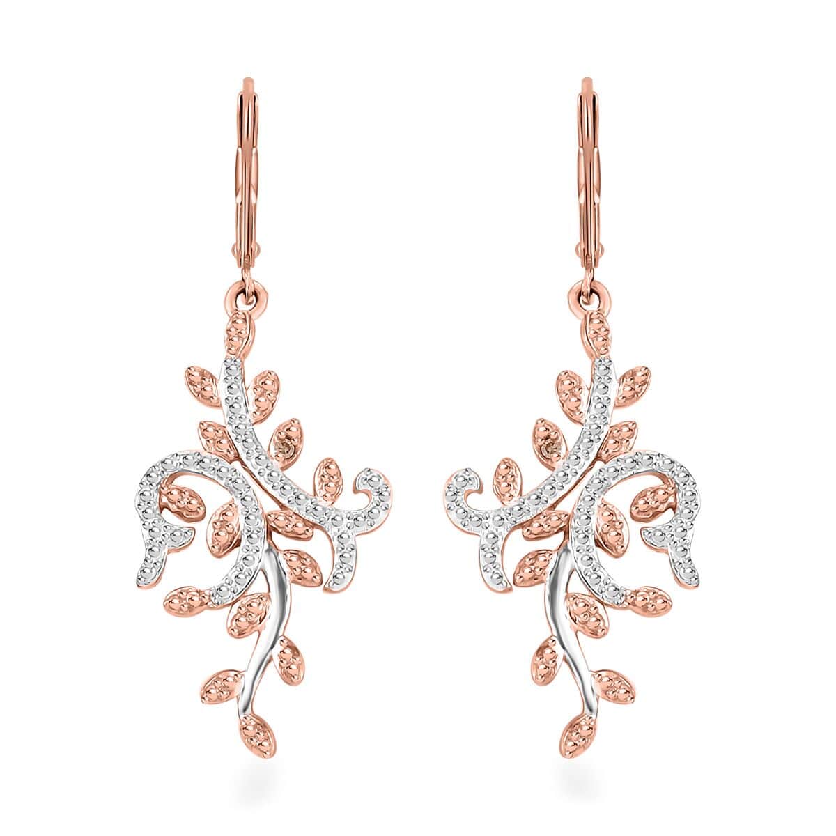 Karis Natural Champagne Diamond Accent Leaves Earrings in and Platinum Bond and 18K RG Plated image number 0