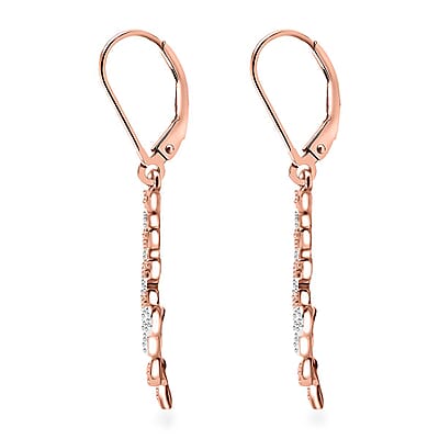 Karis Natural Champagne Diamond Accent Leaves Earrings in and Platinum Bond and 18K RG Plated