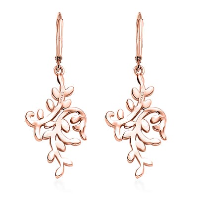 Karis Natural Champagne Diamond Accent Leaves Earrings in and Platinum Bond and 18K RG Plated