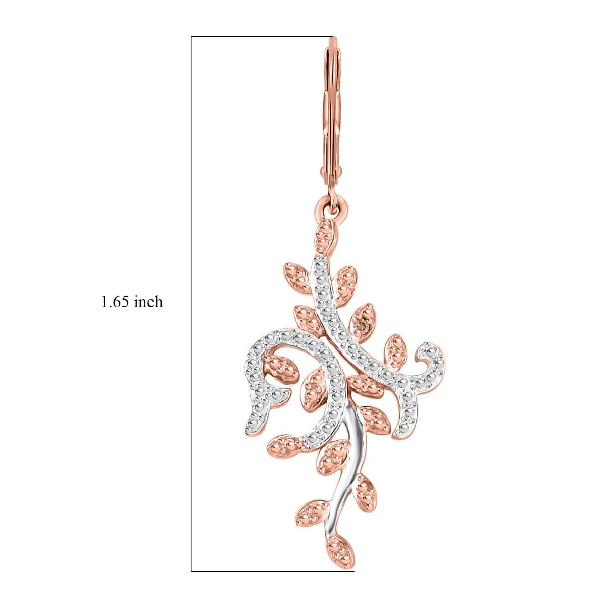 Karis Natural Champagne Diamond Accent Leaves Earrings in and Platinum Bond and 18K RG Plated image number 5