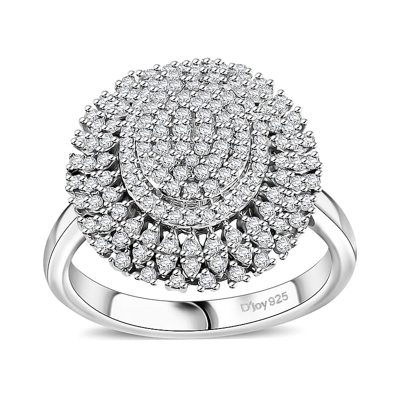 D'Joy Diamond 1.00 ctw Celestial Glow Ring in Rhodium Over Sterling Silver (Size 10.0)