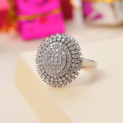 D'Joy Diamond 1.00 ctw Celestial Glow Ring in Rhodium Over Sterling Silver (Size 10.0)