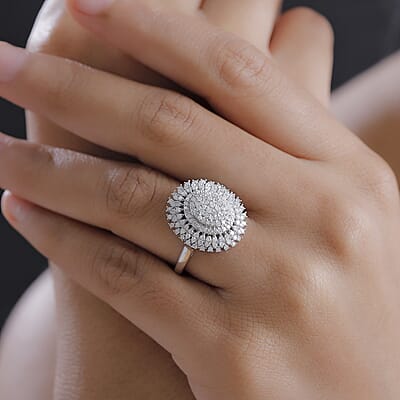 D'Joy Diamond 1.00 ctw Celestial Glow Ring in Rhodium Over Sterling Silver (Size 10.0)