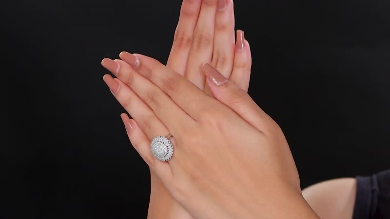Doorbuster Diamond Cluster Ring in Rhodium Over Sterling Silver (Size 10.0) 1.00 ctw