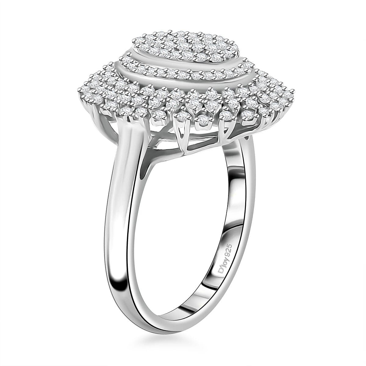 D'Joy Diamond 1.00 ctw Celestial Glow Ring in Rhodium Over Sterling Silver (Size 8.0) image number 3
