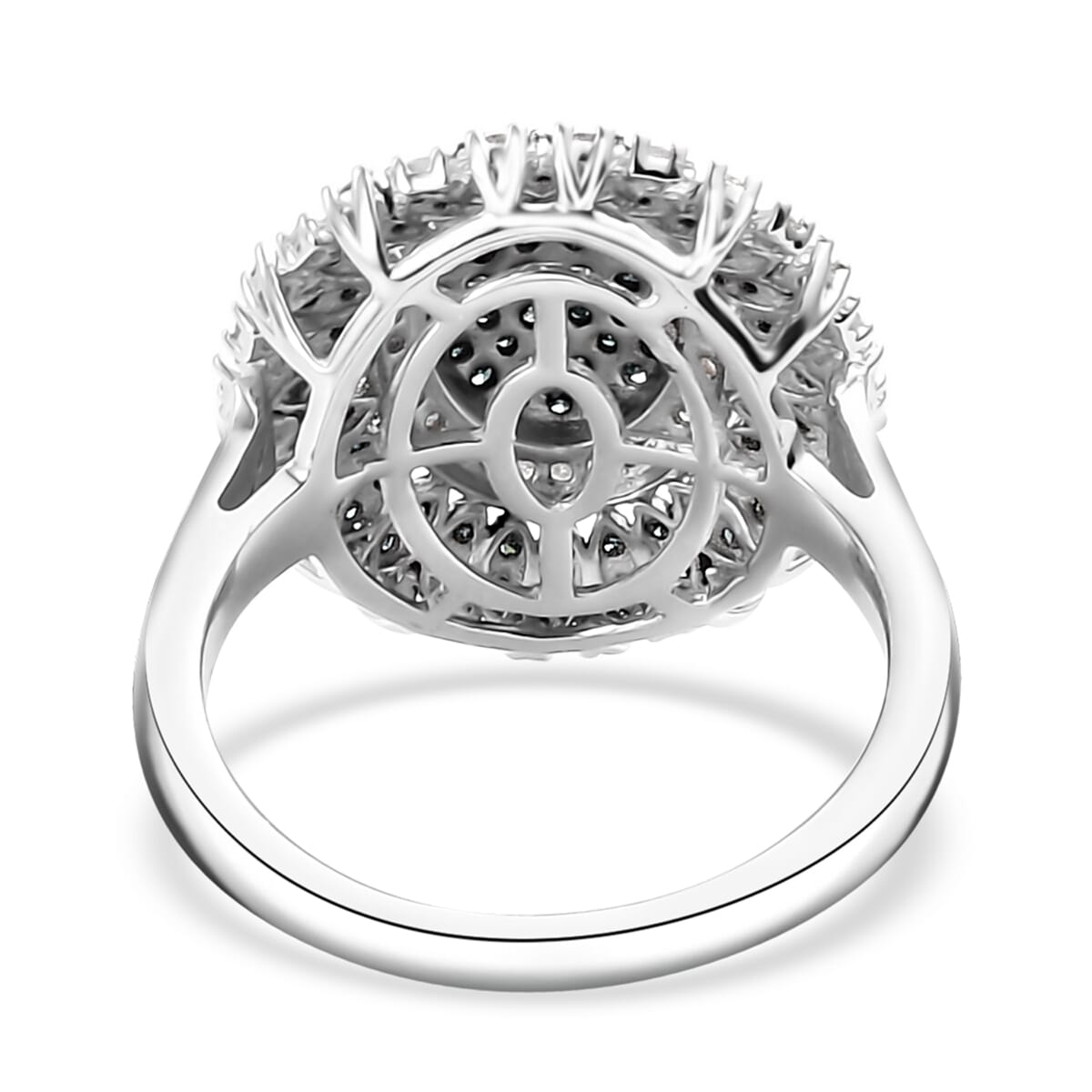 Blue and White Diamond 1.00 ctw Celestial Glow Ring in Rhodium Over Sterling Silver (Size 8.0) image number 4