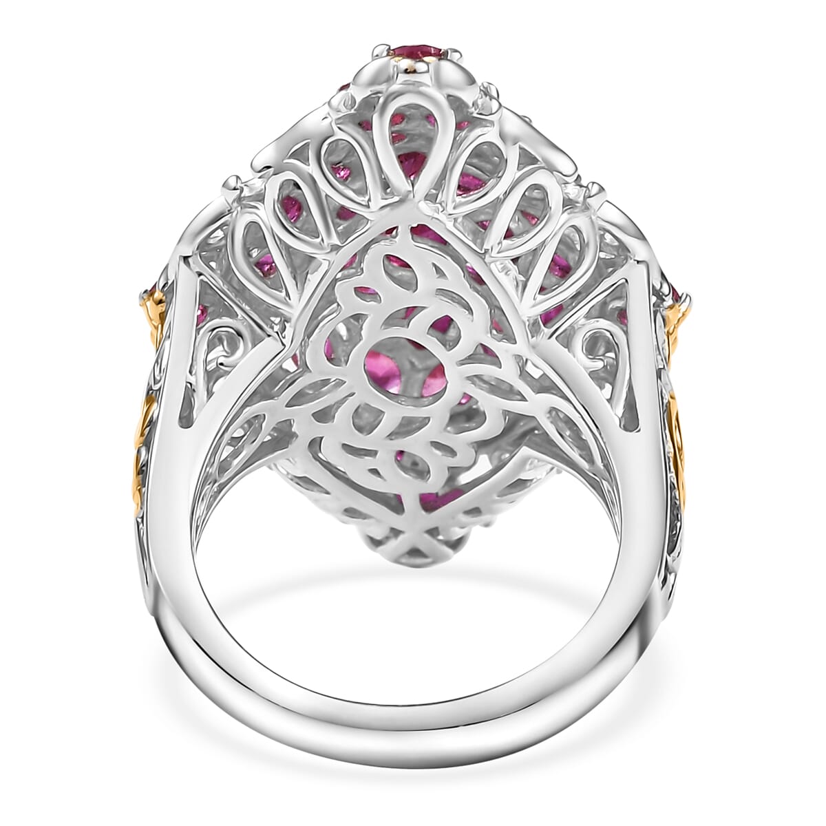 D'Joy Niassa Ruby (FF) 6.15 ctw Art Nouveau Ring in 18K Vermeil YG and Rhodium Over Sterling Silver (Size 7.0) image number 4