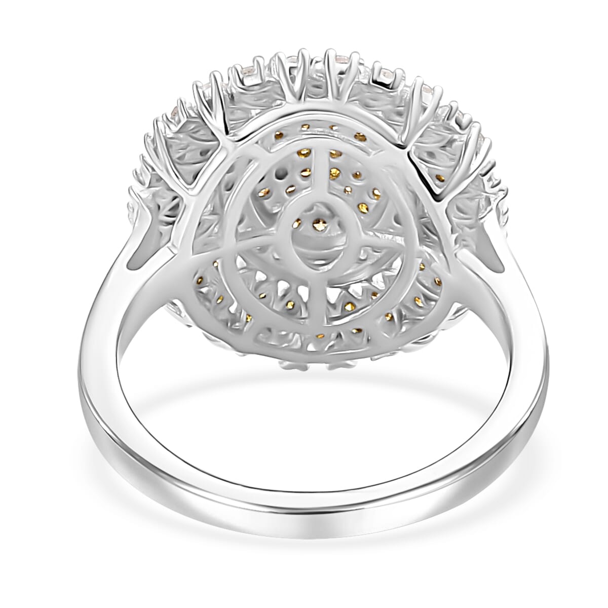 Yellow and White Diamond 1.00 ctw Celestial Glow Ring in Rhodium Over Sterling Silver (Size 9.0) image number 4