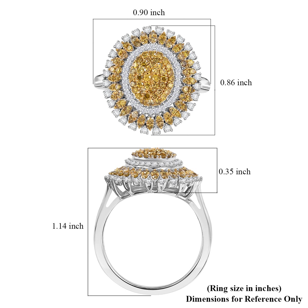 Yellow and White Diamond 1.00 ctw Celestial Glow Ring in Rhodium Over Sterling Silver (Size 9.0) image number 5