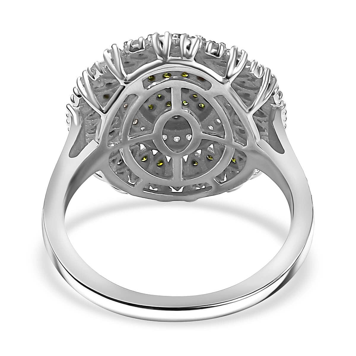 Green and White Diamond 1.00 ctw Celestial Glow Ring in Rhodium Over Sterling Silver (Size 6.0) image number 4