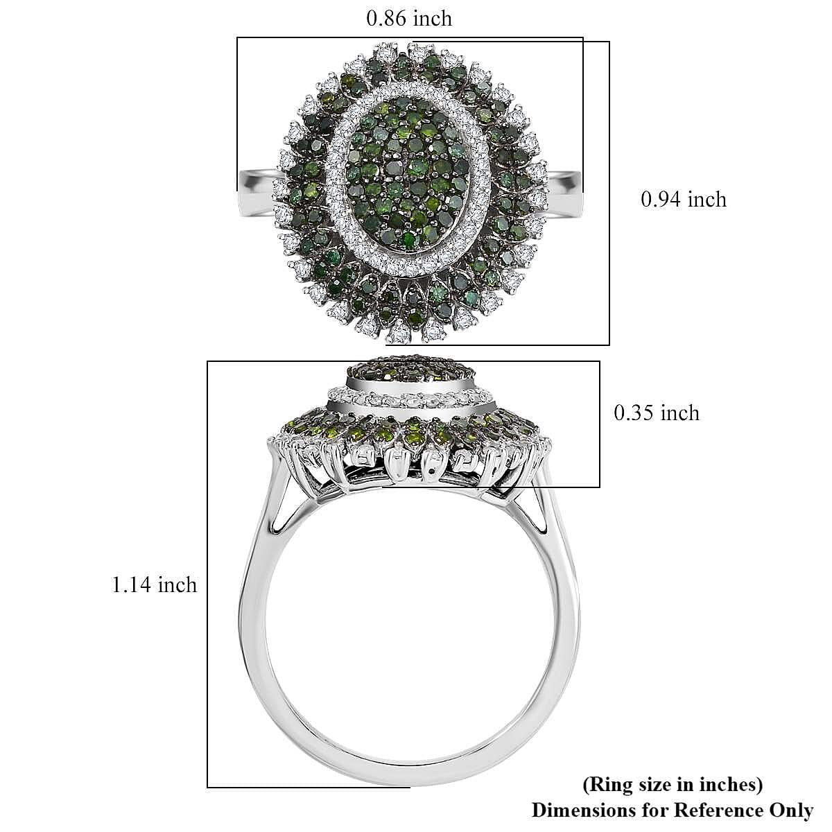 Green and White Diamond 1.00 ctw Celestial Glow Ring in Rhodium Over Sterling Silver (Size 6.0) image number 5