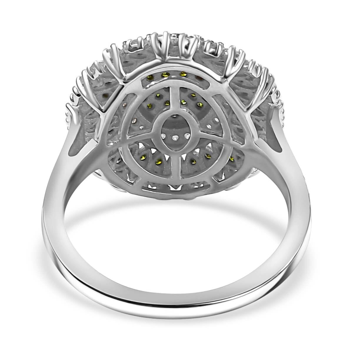 Green and White Diamond 1.00 ctw Celestial Glow Ring in Rhodium Over Sterling Silver (Size 7.0) image number 4