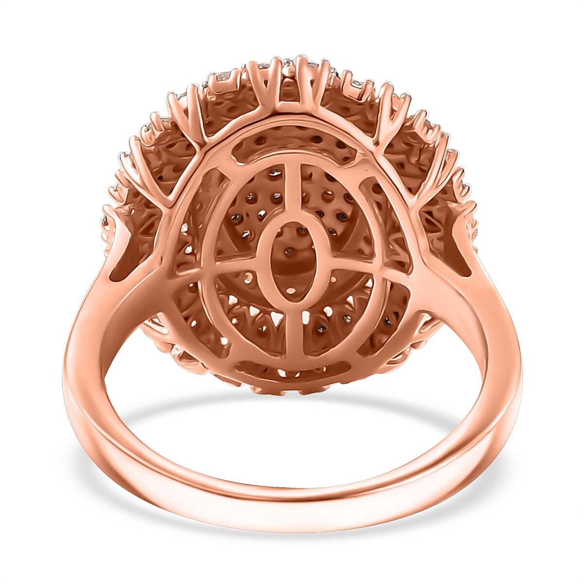Natural Champagne and White Diamond 1.00 ctw Celestial Glow Ring in 18K Vermeil Rose Gold Over Sterling Silver (Size 7.0) image number 4