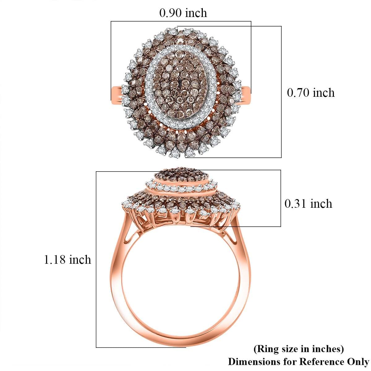 D'Joy Natural Champagne and White Diamond 1.00 ctw Celestial Glow Ring in 18K Vermeil Rose Gold Over Sterling Silver (Size 8.0) image number 5