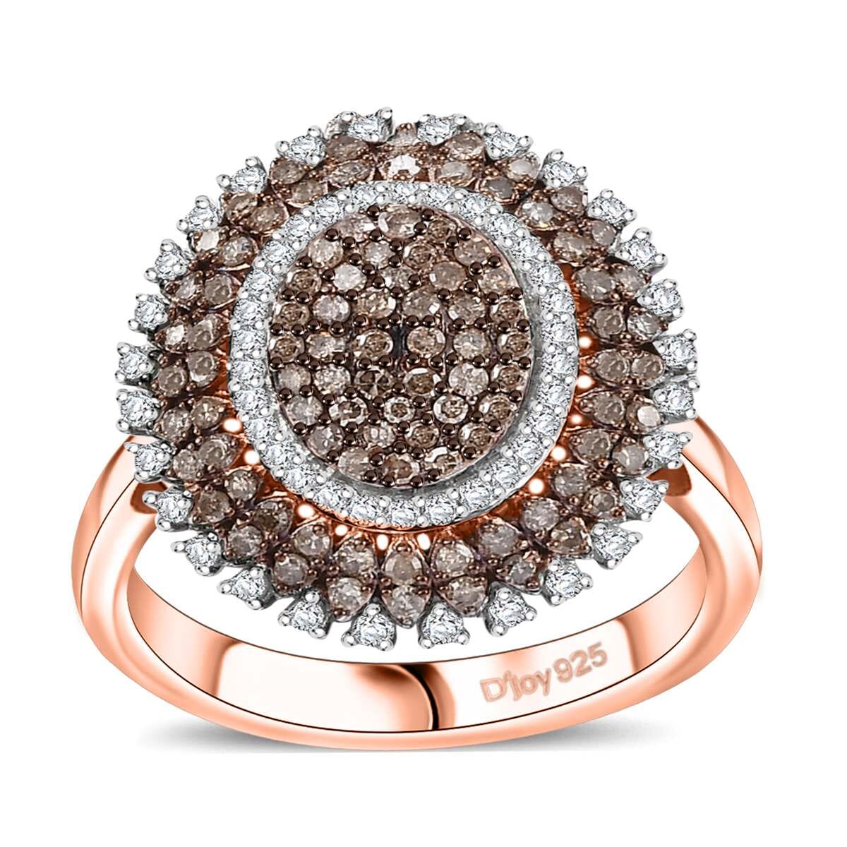 D'Joy Natural Champagne and White Diamond 1.00 ctw Celestial Glow Ring in 18K Vermeil Rose Gold Over Sterling Silver (Size 9.0) image number 0
